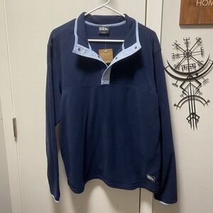 Nwt Men's Eddie Bauer Fleece Snap-Front Pullover‎ Sweatshirt Navy Blue XL